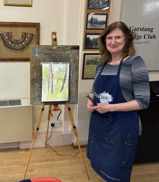 Karen Lester landscape with river Watercolour Workshop Saturday 11th October 1.30-4.30pm